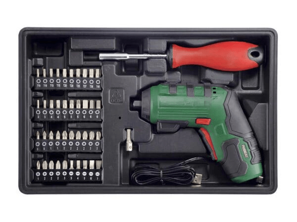 CAJA DE HERRAMIENTAS CON DESTORNILLADOR INALÁMBRICO PWBM A1